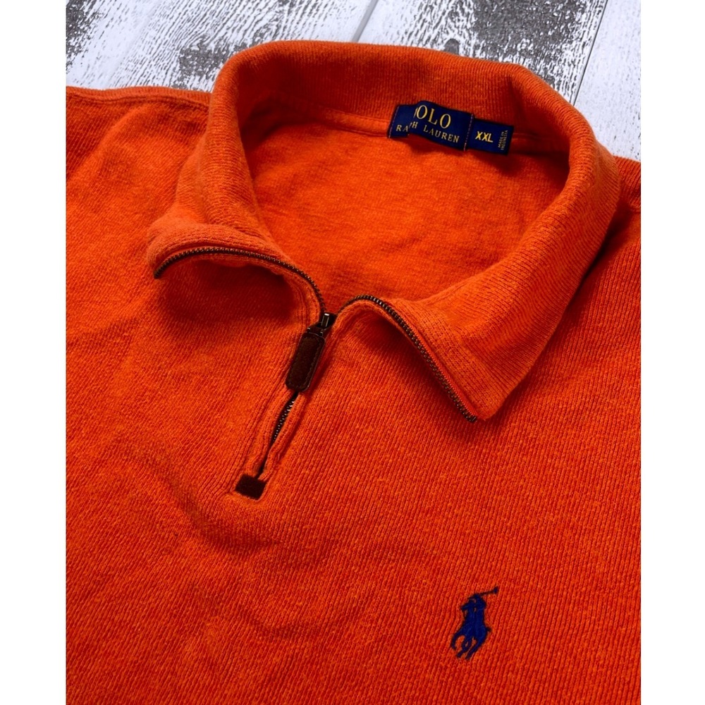 Polo Ralph Lauren ¼ Zip Sweater Men's XXL Orange / Rust Cotton